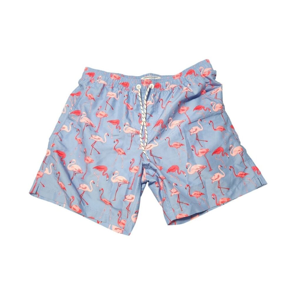 Maamgic Swim Trunks Flamingo Shorts Mens Size XL Blue Pink